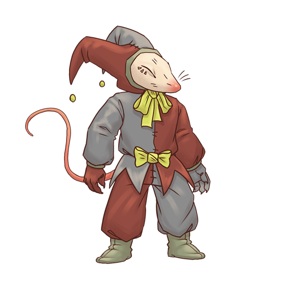 The mouse jester, happy expression, on a transparent background