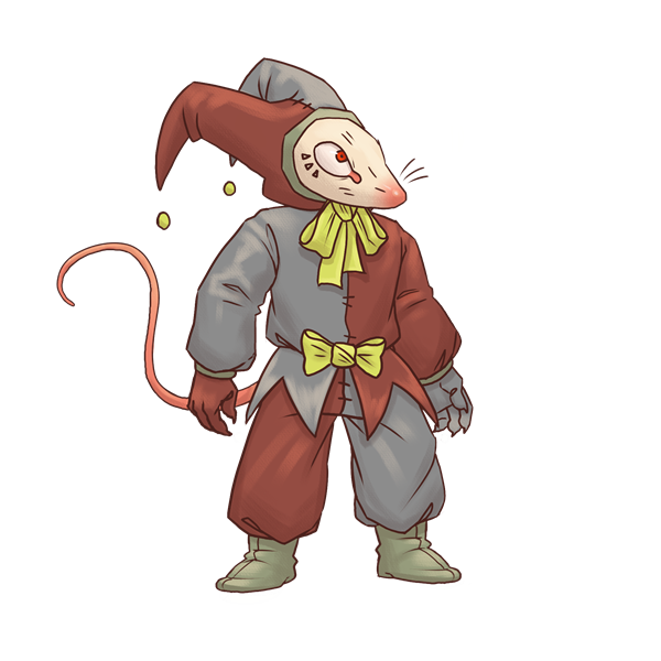 The mouse jester, neutral expression, on a transparent background